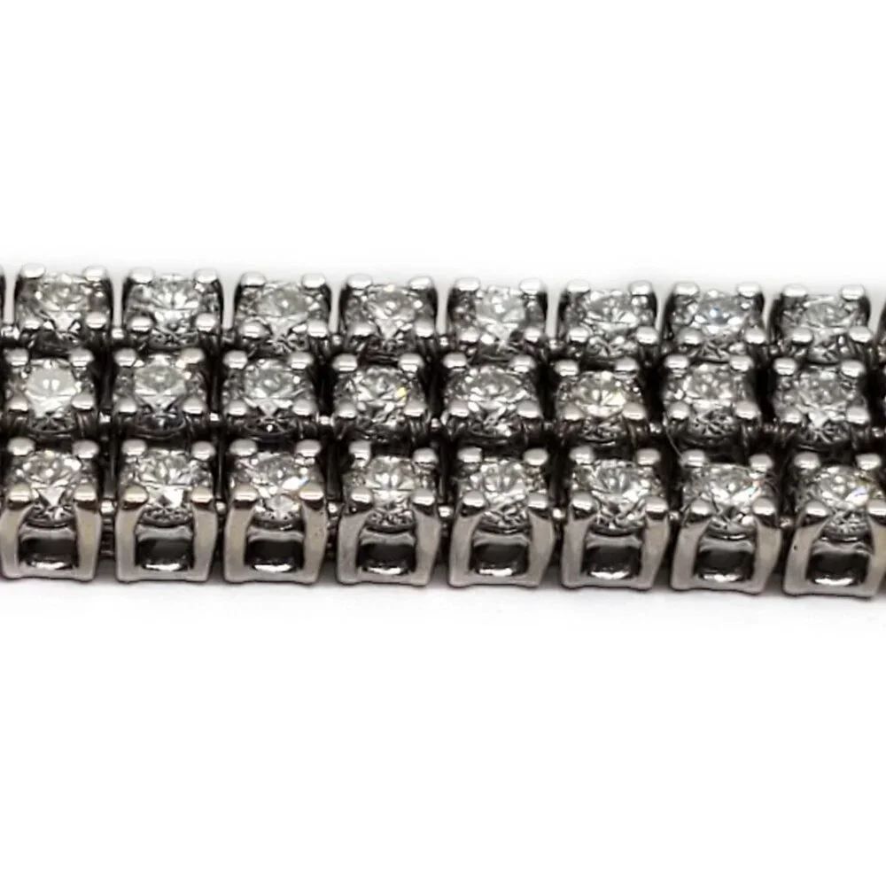 Hearts On Fire 6.93 ctw Natural Diamond Triple Strand Bracelet 18k White Gold - Picture 4 of 10